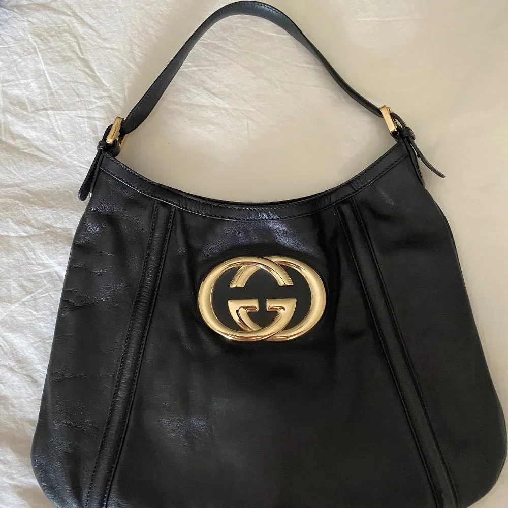 Gucci Black Leather Britt Hobo - Picture 1 of 9
